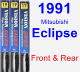 Front & Rear Wiper Blade Pack for 1991 Mitsubishi Eclipse - Vision Saver