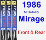 Front & Rear Wiper Blade Pack for 1986 Mitsubishi Mirage - Vision Saver