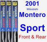 Front & Rear Wiper Blade Pack for 2001 Mitsubishi Montero Sport - Vision Saver