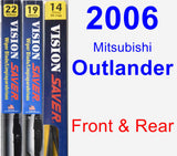 Front & Rear Wiper Blade Pack for 2006 Mitsubishi Outlander - Vision Saver