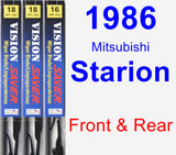 Front & Rear Wiper Blade Pack for 1986 Mitsubishi Starion - Vision Saver