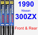 Front & Rear Wiper Blade Pack for 1990 Nissan 300ZX - Vision Saver