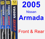 Front & Rear Wiper Blade Pack for 2005 Nissan Armada - Vision Saver