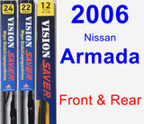 Front & Rear Wiper Blade Pack for 2006 Nissan Armada - Vision Saver