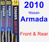 Front & Rear Wiper Blade Pack for 2010 Nissan Armada - Vision Saver