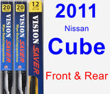 Front & Rear Wiper Blade Pack for 2011 Nissan Cube - Vision Saver