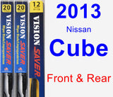 Front & Rear Wiper Blade Pack for 2013 Nissan Cube - Vision Saver