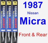 Front & Rear Wiper Blade Pack for 1987 Nissan Micra - Vision Saver