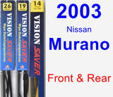 Front & Rear Wiper Blade Pack for 2003 Nissan Murano - Vision Saver