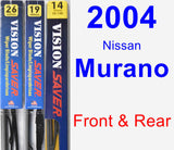 Front & Rear Wiper Blade Pack for 2004 Nissan Murano - Vision Saver