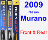 Front & Rear Wiper Blade Pack for 2009 Nissan Murano - Vision Saver
