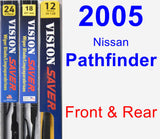Front & Rear Wiper Blade Pack for 2005 Nissan Pathfinder - Vision Saver