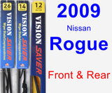 Front & Rear Wiper Blade Pack for 2009 Nissan Rogue - Vision Saver
