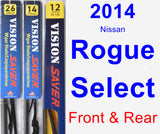 Front & Rear Wiper Blade Pack for 2014 Nissan Rogue Select - Vision Saver