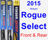 Front & Rear Wiper Blade Pack for 2015 Nissan Rogue Select - Vision Saver