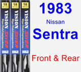 Front & Rear Wiper Blade Pack for 1983 Nissan Sentra - Vision Saver