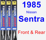 Front & Rear Wiper Blade Pack for 1985 Nissan Sentra - Vision Saver