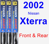 Front & Rear Wiper Blade Pack for 2002 Nissan Xterra - Vision Saver