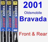 Front & Rear Wiper Blade Pack for 2001 Oldsmobile Bravada - Vision Saver