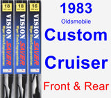 Front & Rear Wiper Blade Pack for 1983 Oldsmobile Custom Cruiser - Vision Saver