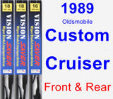 Front & Rear Wiper Blade Pack for 1989 Oldsmobile Custom Cruiser - Vision Saver