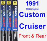 Front & Rear Wiper Blade Pack for 1991 Oldsmobile Custom Cruiser - Vision Saver