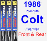 Front & Rear Wiper Blade Pack for 1986 Plymouth Colt - Vision Saver