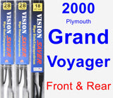Front & Rear Wiper Blade Pack for 2000 Plymouth Grand Voyager - Vision Saver