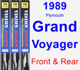 Front & Rear Wiper Blade Pack for 1989 Plymouth Grand Voyager - Vision Saver