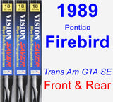 Front & Rear Wiper Blade Pack for 1989 Pontiac Firebird - Vision Saver