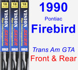 Front & Rear Wiper Blade Pack for 1990 Pontiac Firebird - Vision Saver