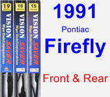 Front & Rear Wiper Blade Pack for 1991 Pontiac Firefly - Vision Saver