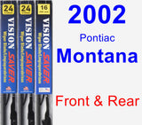 Front & Rear Wiper Blade Pack for 2002 Pontiac Montana - Vision Saver