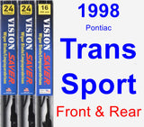 Front & Rear Wiper Blade Pack for 1998 Pontiac Trans Sport - Vision Saver