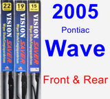 Front & Rear Wiper Blade Pack for 2005 Pontiac Wave - Vision Saver