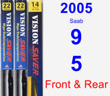 Front & Rear Wiper Blade Pack for 2005 Saab 9-5 - Vision Saver