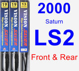 Front & Rear Wiper Blade Pack for 2000 Saturn LS2 - Vision Saver