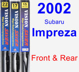 Front & Rear Wiper Blade Pack for 2002 Subaru Impreza - Vision Saver