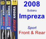 Front & Rear Wiper Blade Pack for 2008 Subaru Impreza - Vision Saver