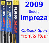 Front & Rear Wiper Blade Pack for 2009 Subaru Impreza - Vision Saver