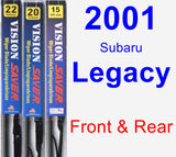 Front & Rear Wiper Blade Pack for 2001 Subaru Legacy - Vision Saver