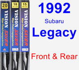 Front & Rear Wiper Blade Pack for 1992 Subaru Legacy - Vision Saver