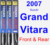 Front & Rear Wiper Blade Pack for 2007 Suzuki Grand Vitara - Vision Saver