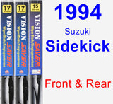 Front & Rear Wiper Blade Pack for 1994 Suzuki Sidekick - Vision Saver