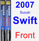 Front Wiper Blade Pack for 2007 Suzuki Swift - Vision Saver