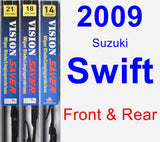 Front & Rear Wiper Blade Pack for 2009 Suzuki Swift - Vision Saver