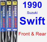 Front & Rear Wiper Blade Pack for 1990 Suzuki Swift - Vision Saver