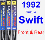 Front & Rear Wiper Blade Pack for 1992 Suzuki Swift - Vision Saver