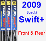 Front & Rear Wiper Blade Pack for 2009 Suzuki Swift+ - Vision Saver