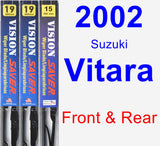 Front & Rear Wiper Blade Pack for 2002 Suzuki Vitara - Vision Saver